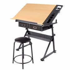 Amazon Com Go2buy Drafting Drawing Table Tiltable Tabletop Adjustable Height Edge Stopper For Reading Writing Kitchen Dining Dizajn Stol Mebel