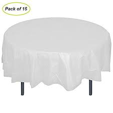 This video is for a elastic fitted tablecloth for everyday and holidays!! Jring 84 Plastic Round Tablecloth 15pack Disposable Table Cover Reusable For Any Parties Event Peva White Buy Online In Antigua And Barbuda At Antigua Desertcart Com Productid 64743656