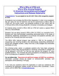 More than 120 years ago, our founder, albert nelson marquis, established a standard of excellence with the first publication of who's who in america. Who S Who Utsa Fill Online Printable Fillable Blank Pdffiller