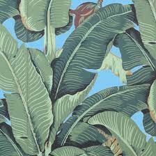 The Iconic Beverly Hills Banana Leaf Wallpaper Malibu Blue In 2021 Leaf Wallpaper Banana Leaf Wallpaper Wall Art Wallpaper