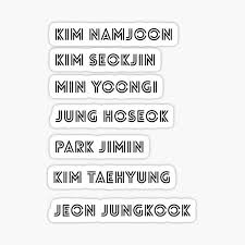 The members explained that they decided to release the song in its original english because they liked the way the lyrics fit with the melody, and enjoyed the vibe and. Bts Members Stickers Redbubble