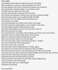 Football Poem For My Son Senior Year Football Poems Poem For My Son Football Quotes