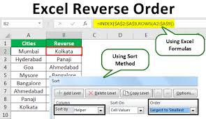 excel reverse order top 3 ways to reverse order of row