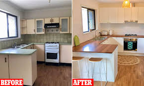 Take a look at some of our favourite projects where we transformed average kitchens into spectacular spaces that brighten up the home. Mother Shows Off Her Incredible 5 000 Kitchen Renovation With Everything Bought From Bunnings Daily Mail Online