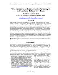 Check spelling or type a new query. Pdf Time Management Procrastination Tendency In Individual And Collaborative Tasks