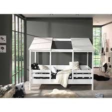 Lit Cabane Enfant Avec Toit En Bois Lit Cabane Literie Blanche Mobilier Lit