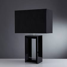 Black Mirror Reflection Table Lamp With Black Oblong Faux Silk Shade Lamp task lamps large lamps black lamps cleaning clothes lamp bases colorful decor ceramic table lamps grey ceramics.