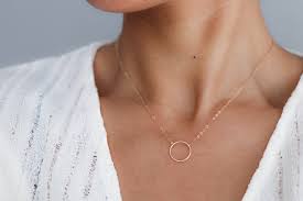 Karma Necklace Dainty Circle Necklace 14k Gold Filled Or Etsy Dainty Circle Necklace Karma Necklace Aquamarine Engagement Ring Rose Gold