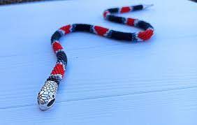 Black White Grey And Red Crochet Bead Snake Aspid Python Jewelry Gift For Her Crochet Beaded Choker Snake Necklace In 2021 Handmade Beaded Jewelry Crochet Beaded Necklace Jewelry For Her