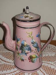 Exceptionnelle Cafetiere Emaillee Ancienne Xixeme 3 Oiseaux Papillon Floral In Collections Objets De Cuisine Cafetieres Moulins A C Teteras Peltre Objetos