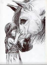 Disegno stilizzato bambina con cavallo : Bambina Con Cavallo Horse Art Drawing Horse Drawings Horse Sketch