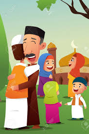 Polish your personal project or design with these eid ul fitr transparent png images, make it even more personalized and more attractive. A Vector Illustration Of Muslims Celebrating Eid Al Fitr Royalty Free Cliparts Vectors And Stock Illustration Image 80440753