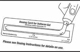 The gel should be applied within the rectangular area of the dosing card up to the 2 gram or 4 gram line (2 g for each elbow, wrist, or hand, and 4 g for each knee, ankle, or foot). Voltaren Healthgrades Diclofenac Sodium Gel