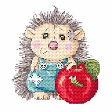 Cross stitch pattern in pdf 93w x 95h stitches aida 14 count, white (or colour of your choice): Cross Stitch Pattern Hedgehog With A Butterfly