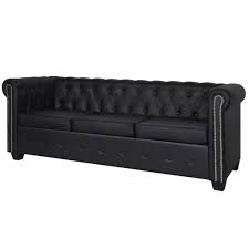 Außerdem sind die sofabezüge mit mehreren schaumstiften. Vidaxl Schwarzes Chesterfield 3 Sitzer Sofa Sofa Garnituren Kuche Haushalt Wohnen Studiolegalebacinotamburelli It