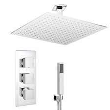 Milan Shower Package Inc 400x400mm Square Rainfall Shower Head Wall Mounted Handset Victorian Plumbing Uk Shower Heads Rainfall Shower Head Rainfall Shower