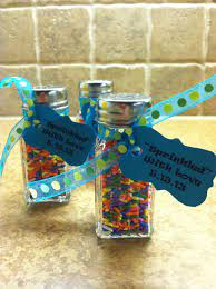 Ooooh And Then There S Sprinkles Everywhere I Get It 3 Baby Boy Sprinkle Favor Salt Pepper Shakers And Candy Sprinkles From Dollar Store Regalos