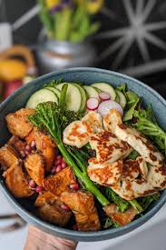 Halloumi Tahini Sweet Potato Buddha Bowl My Gluten Free Guide Recipe In 2020 Food Inspiration Healthy Recipes Food
