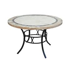 Stone outdoor dining table with center opening for optional umbrella (not included). Stone Outdoor Dining Table 120cm Round Buy Outdoor Dining Tables 750958010117