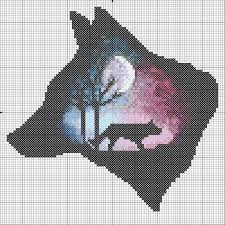 Cross Stitch Pattern Pdf Wolf Cross Stitch Chart Animal Etsy Cross Stitch Silhouette Animal Cross Stitch Patterns Nature Cross Stitch