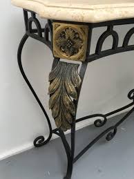 Travertine Wrought Iron And Gilt Metal Console Table 3 Wrought Iron Console Table Console Table Metal Console Table