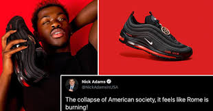 According to nike, lil nas' satan shoes are okay but betsy ross flag shoes are where they draw the line. Ud0nvrbw4mhplm