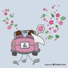 Freebies Psd Just Married Cartoon Illustration Vector Free Just Married Cartoon Illustration