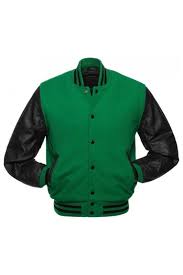 Kelly Green Letterman Jacket With Black Leather Sleeves Graduation Superstore