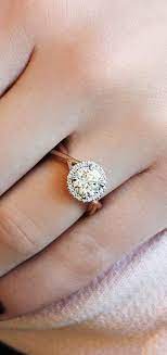 Twisted Rose Gold Engagement Ring With Round Halo Set By Dana Rebecca Designs Danar Popular Engagement Rings Engagement Rings Round Aquamarine Engagement Ring