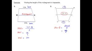 8 5 Trapezoids And Segment Lengths Youtube