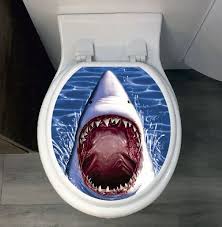 Shark Attack Toilet Seat Cover Image Colourfast Graphics