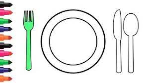 Print coloring page download pdf. Coloring Pages Dinner Plate Spoon Fork How To Draw Video For Kids 6 Youtube