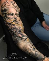 Black and grey 3d usa flag tattoo on bicep. Men Sleeve Tattoos Zeus Black And Gray Tattoos Mythology Tattoos Greek Mythology Tattoos Zeus Tattoo