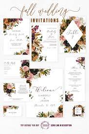 Autumn Wedding Invitation Set Template Fall Wedding Etsy Fall Wedding Invitations Bohemian Wedding Invitations Autumn Invitations