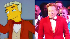 Did you know that conan o'brien used to be a writer on the simpsons? Watch Conan O Brien Perform The Monorail Song Live At The Simpsons Take The Bowl Vanity Fair