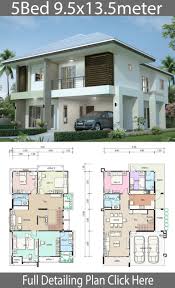 House Design Plan 9 5x13 5m With 5 Bedrooms Home Ideas Model House Plan House Construction Plan House Front Design