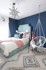 In the master suite of an upper east side home, the curtains in this monochromatic blue room perfectly match the decor. Beautiful Blue Bedroom Decor Ideas