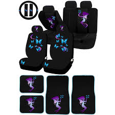 Uaa Fairy Butterfly Magical Purple Blue Universal Seatcover Carpet Mat Combo Set