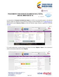 Mintic is in the sectors of: Fillable Online Mintic Gov Procedimiento Para Radicar Documentos En El Portal Mintic Gov Fax Email Print Pdffiller