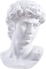 LKXHarleya 11,42 * 7,87 Pollici Resina David Testa Statua David Scultura  Ritratto Figurine Ornamento Michelangelo Decorazione Domestica, Bianco