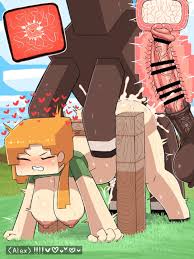minecraft, alex (minecraft), horse (minecraft), osakana2gou, censored - R34  Vault