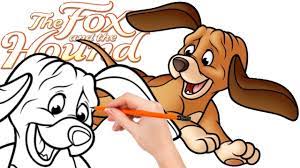 How to draw Copper, a hunting dog in training - The Fox and the Hound -  YouTube