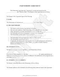 Partnership Agreement Template Business Partnership Contract Template With Sample Contract Template Agreement Partnership