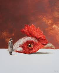 See more ideas about animal art, artwork, farm animals. Rudolf Kosow Phenomenon Surrealism Oil Painting Rooster Chicken Head Farm Animal Red For Sale At 1stdibs