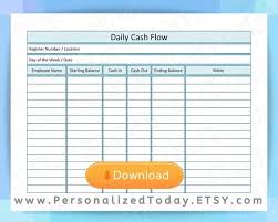 Business Daily Cash Flow Statement Report Register In Out Etsy Cash Flow Statement Cash Flow Printable Certificates