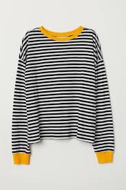 Black And White Striped Tops Womens Striped Jersey Top Black White Striped Ladies H M Us Black And White Shirt Striped Jersey Long Sleeve Tops