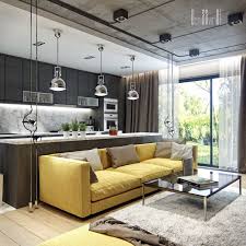 Amerikan Mutfakli Salon Dekorasyonu Loft Interiors Concrete Interiors Home Interior Design