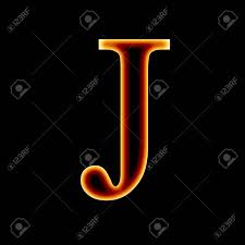 Fire Font Letter J On A Dark Background