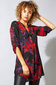 117,000+ vectors, stock photos & psd files. Dark Floral Print Notch Neck Top In Red Roman Originals Uk