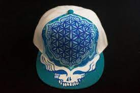 Steal Your Face Sacred Geometry Hand Painted Hat Steely Skull Snapback Hat Flower Of Life Mandala Deadhead Hat Gr Painted Hat Hand Painted Hat Painted Hats
